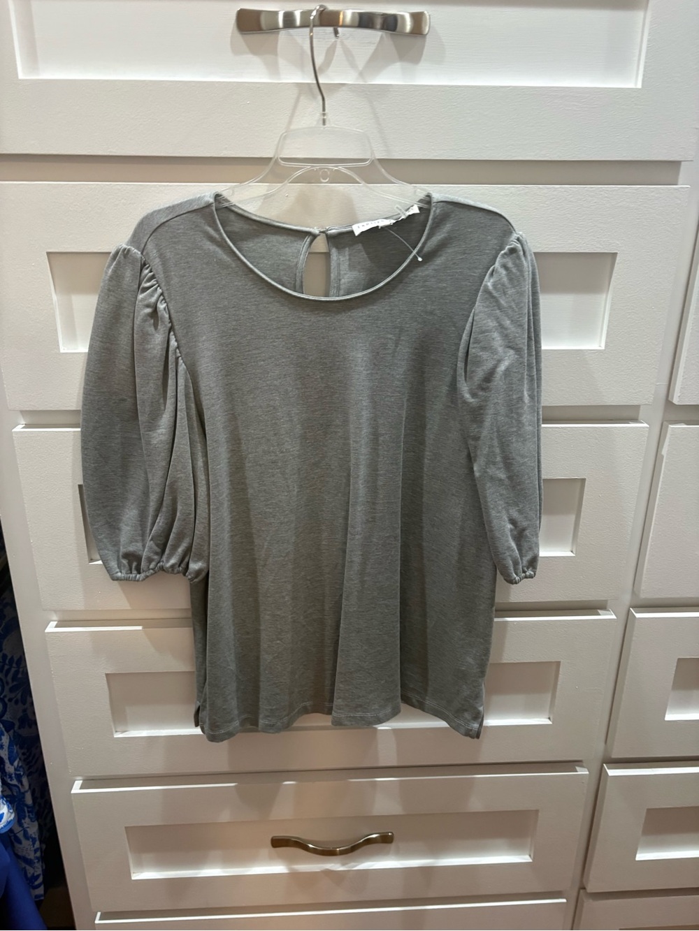 English Factory Gray Puff-Sleeve Knit Top
